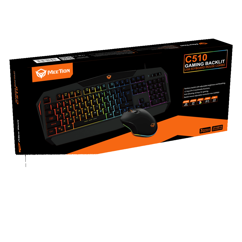 Meetion MT-C510 Backlit Keyboard and Mouse Combo AR
