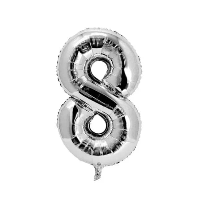 32 Inch Silver Number 8 Balloon With Helium