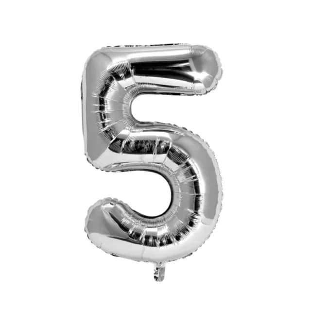 32 Inch Silver Number 5 Balloon With Helium