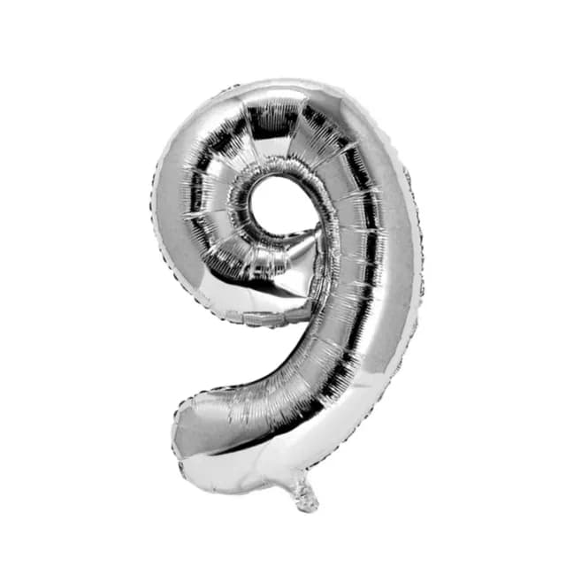 32 Inch Silver Number 9 Balloon With Helium