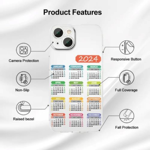 Calendar - Transparent Bright Surdial Tpu Color Painting Pattern Phone Case 15pro