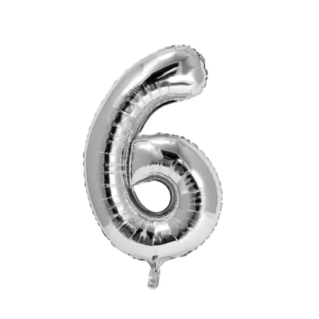 32 Inch Silver Number 6 Balloon With Helium