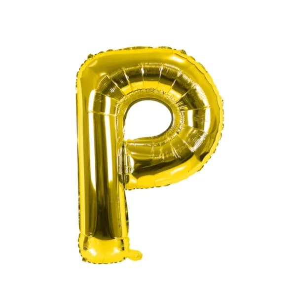 32 Inch Gold Letter P Balloon With Helium