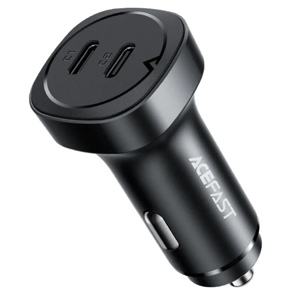 Acefast Pwrup| 72W Dual Usb-C Metal Car Charger B2 72W(Usb-C+Usb-C)Support Intelligent Power Distribution Technology Aluminium Alloy Metal Bodey,Will Not Disconnect While Driving