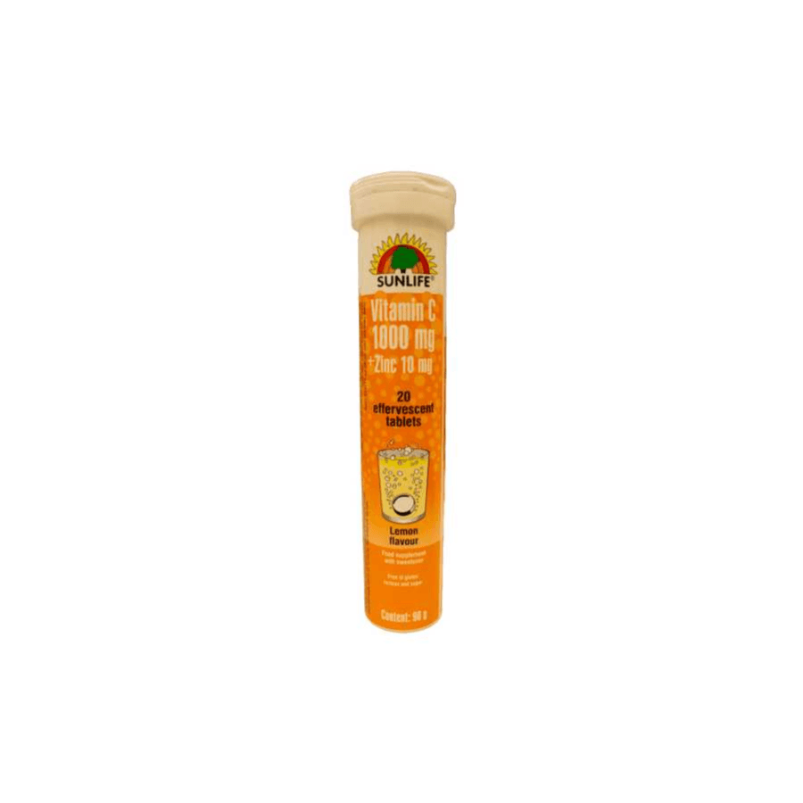 Sunlife Vitamin C 1000mg + Zinc 10mg effervescent tablets Lemon flavour 20 tablets