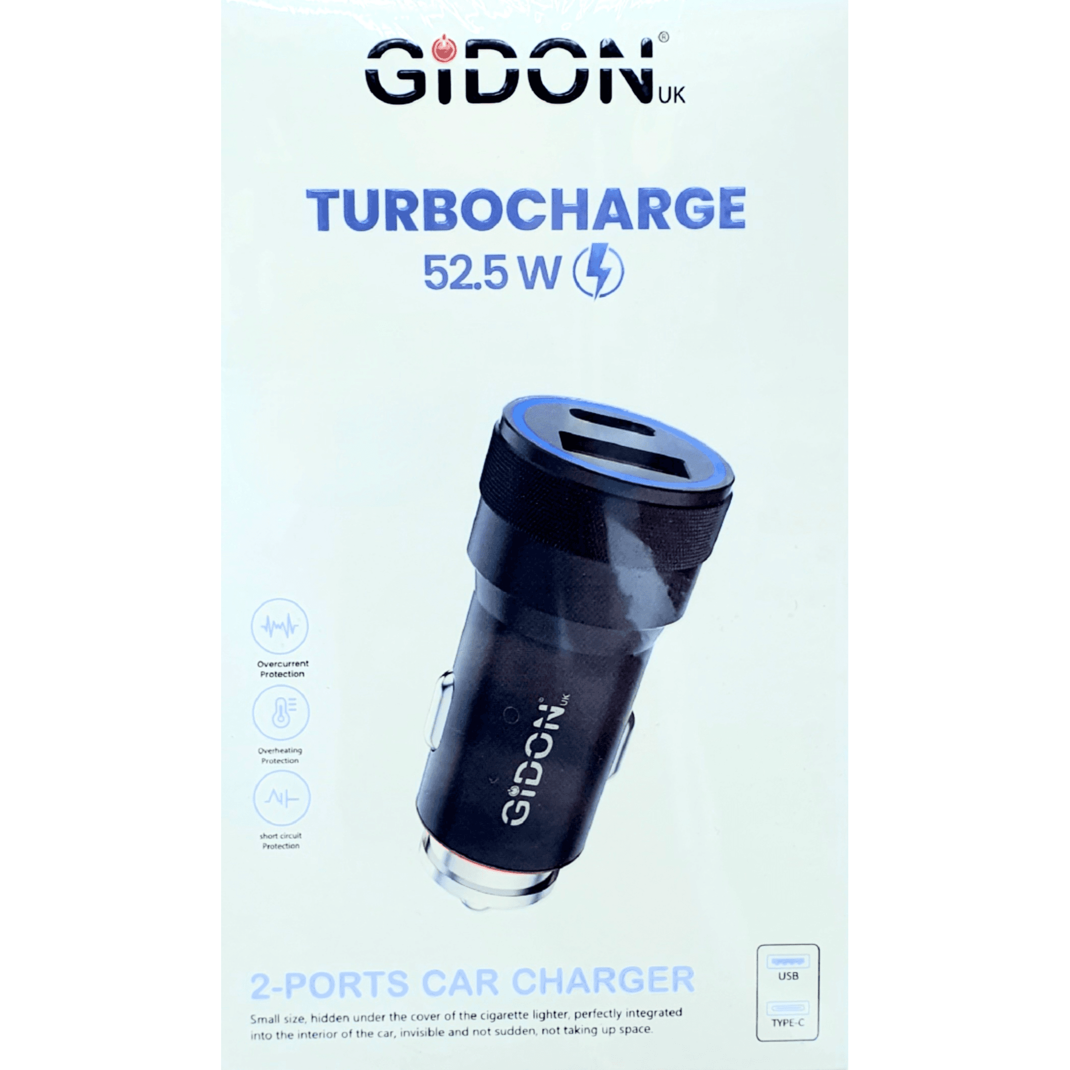 Gido Turbo Charger 52.5W 2-Ports Usb Type-C Car Charger