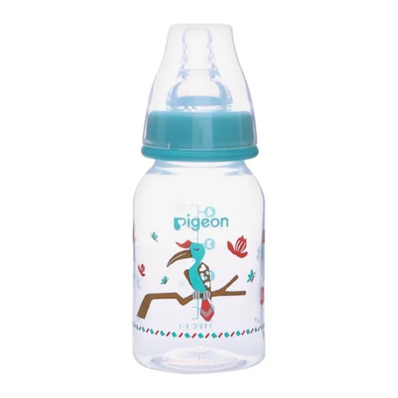 Pigeon Flexible plastic bottle soft & elastic nipple 0+months minimize colic 120ml decorated with Bird