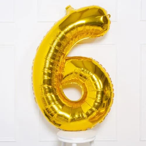 32 Inch Gold Number 6 Balloon With Helium