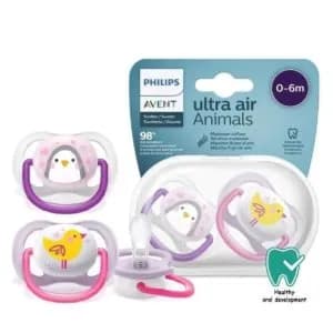 Avent Ultra Air Animals Girl Pacifier 0-6 months 2pcs Code: SCF 080/11