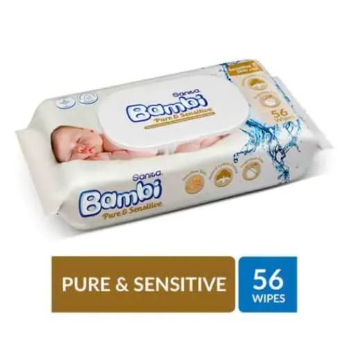 Bambi baby wipes pure & sensitive 56pcs