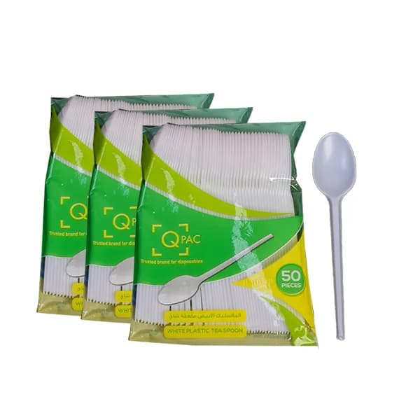 Plastic Spoon White Offer Pack (3 Pkt*50 Pcs)