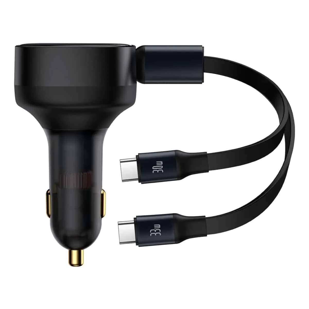 Baseus Retractable Type C Car Charger 2-in-1 Car Charger 33W, Fast Car Charger Adapter Compatible with Samsung,iPhone 15, Tablets, etc..