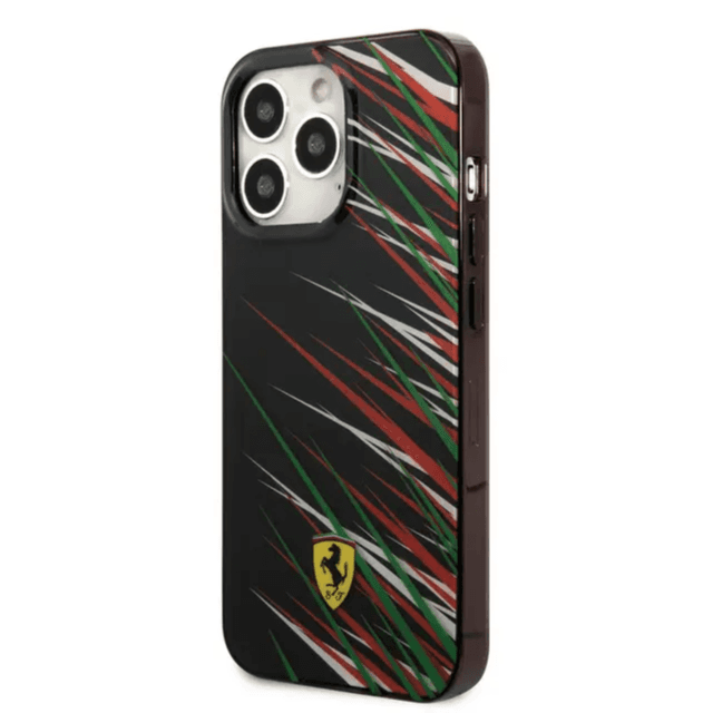 Ferrari Original Pc/Tpu Case With Double Layer Grass Print For iPhone 14 Pro - Black