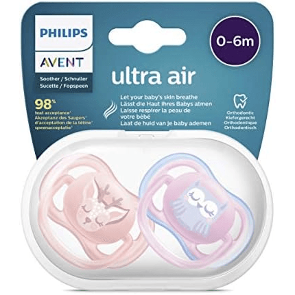 Avent Ultra Air Pacifier Girl 0-6 Months 2pcs Code:085/05