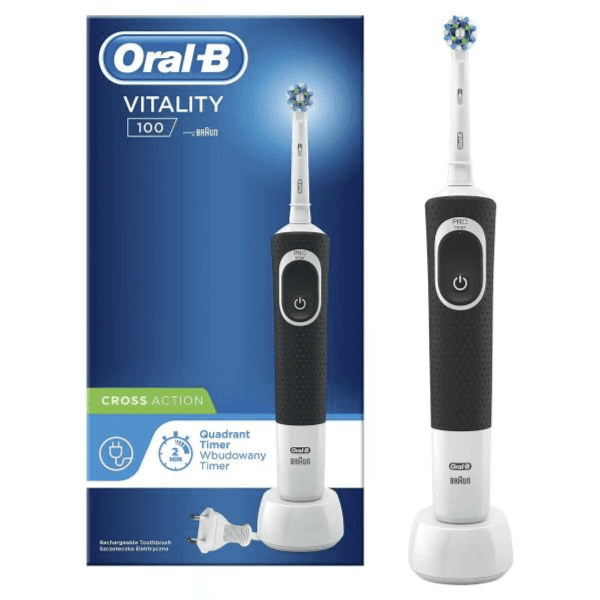 Oral-B Vitality 2D CrossAction Rechargeable Black color Toothbrush with 2 minute Timer ref-code:3757 D100.431.1