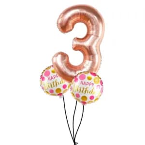 Number And Birthday Balloons Bunch - Rosegold