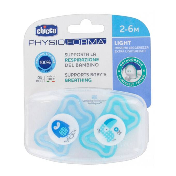 CHICCO SILICON SOOTHER PHYSIO LIGHT BOY 2-6M 2PCS