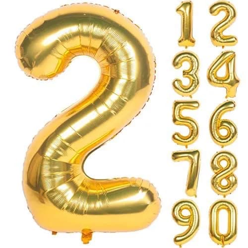 Golden Helium Number Balloon Helium