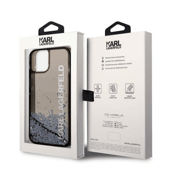 cover  IPhone 14  BLACKcover karl lagerfeld liquid glitter Elong