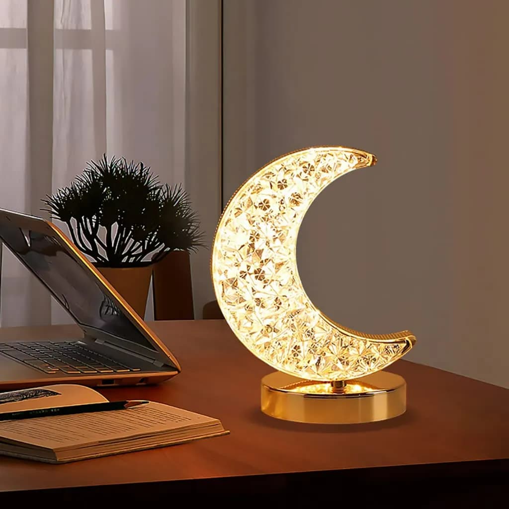 Crystel Table Lamp With Moon Light