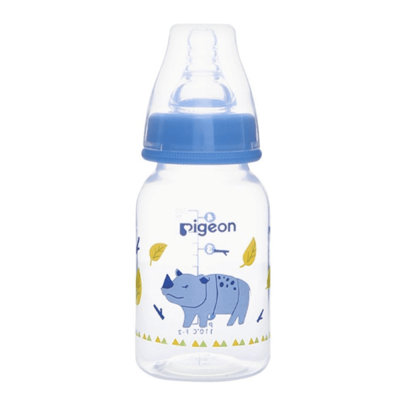 Pigeon Flexible plastic bottle soft & elastic nipple 0+months minimize colic 120ml  decorated with Rhino