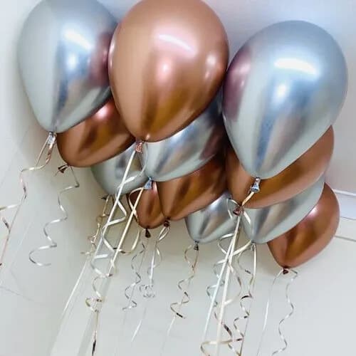 Bunch Of Chrome Silver And Rose Gold  Balloon