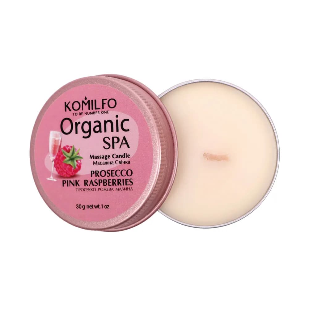 Komilfo Organic Spa Massage Candle Prosecco Pink Raspberries