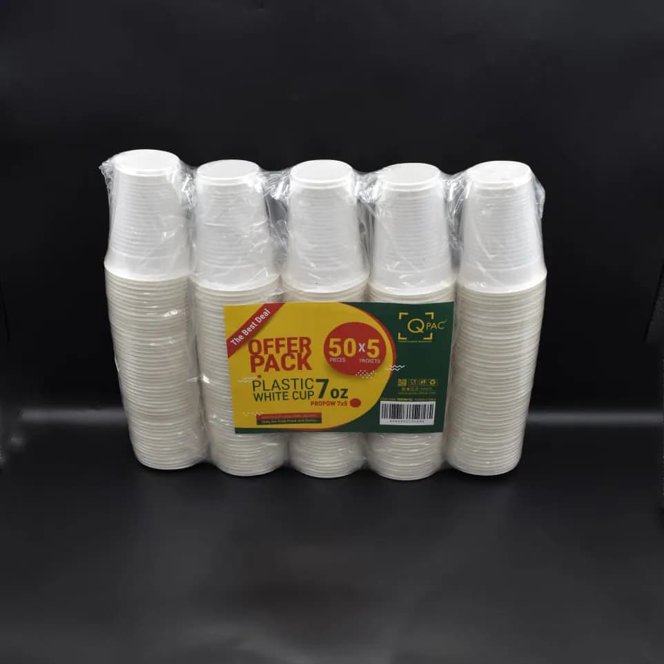 Plastic Cup 7 Oz White Offer Pack (50X5 Pkt)