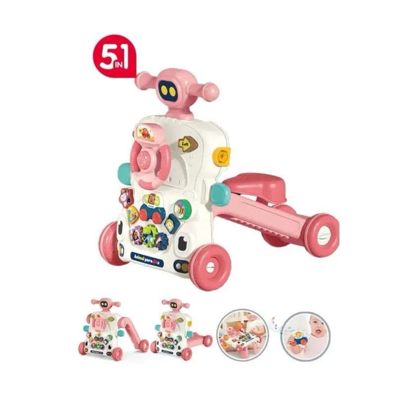 5 in 1 Sit-to-Stand Learning Walker Scooter Baby Walker Ride on Car Kids Multifunctional Activity Center Educational for Girls and Boys