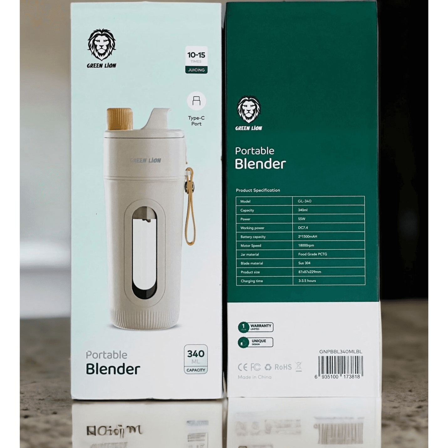 GREEN LION PORTABLE BLENDER [ 340 ML ] CAPACITY - [GNPBBL340MLWH]