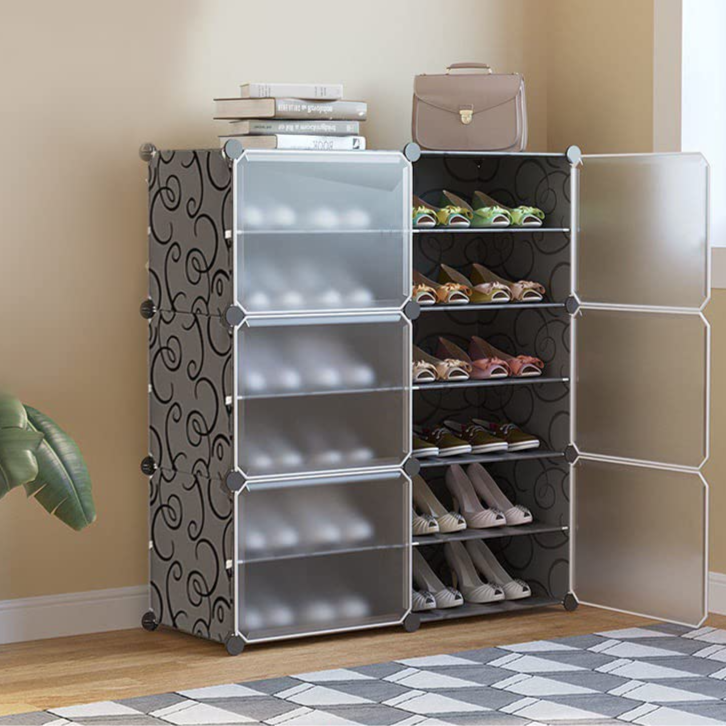 2 Column 6 Layers 6 Doors Shoe Rack