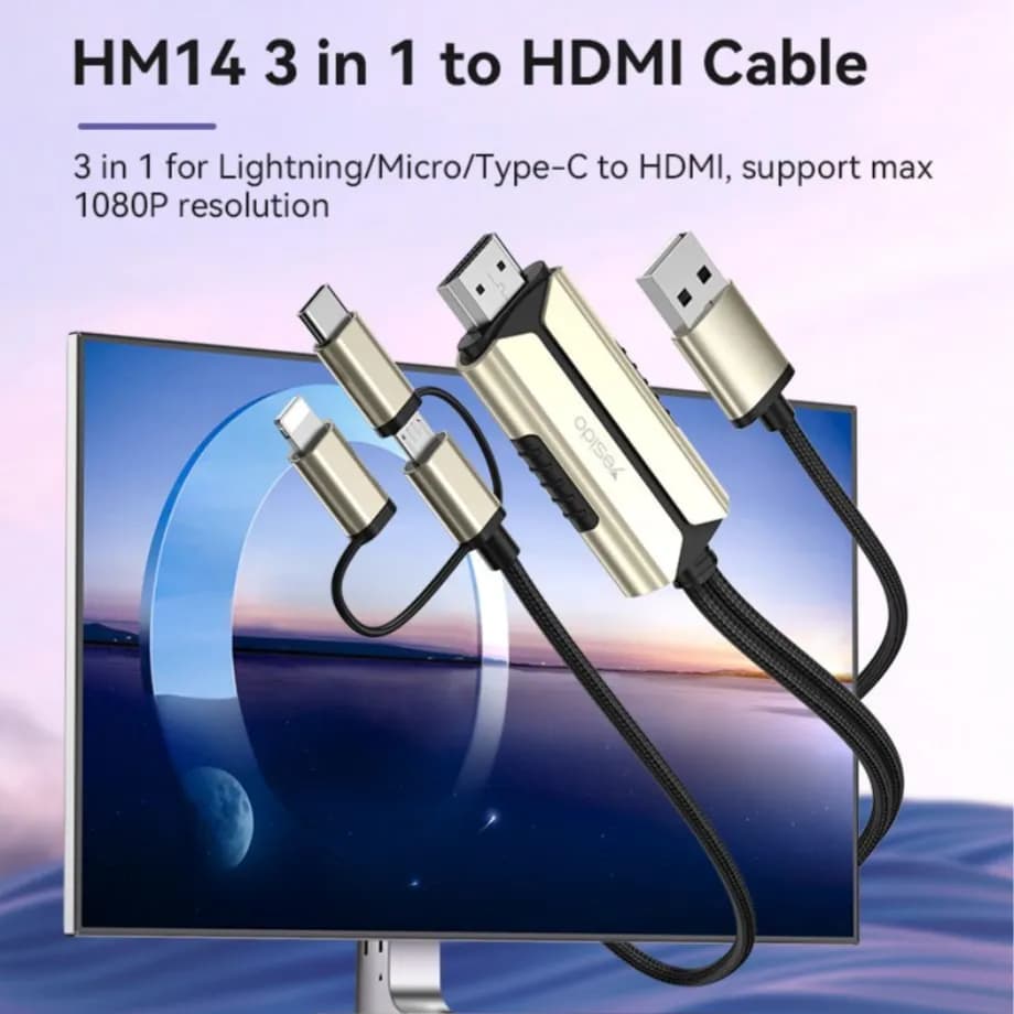 Hdtv Adapter With 2mtr Cable - Yesido Hm14