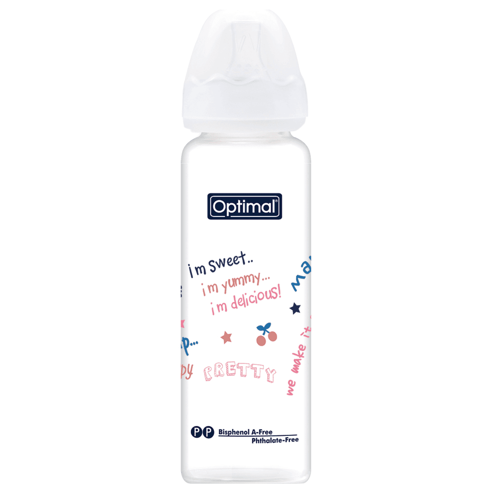 Optimal glass feeding bottle white neck 240ml ref-OPB-1095(W)