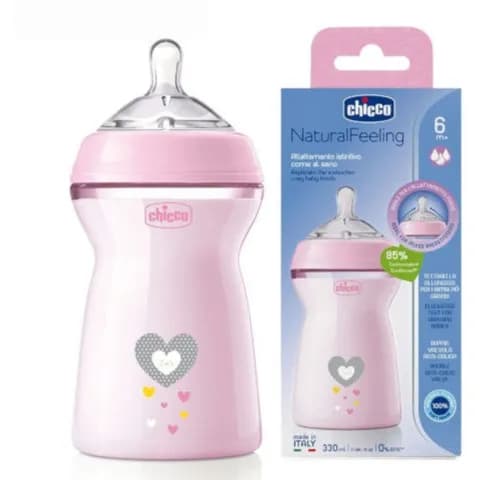 CHICCO NATURAL FEELING BOTTLE PP 6M+ 330ML GIRL