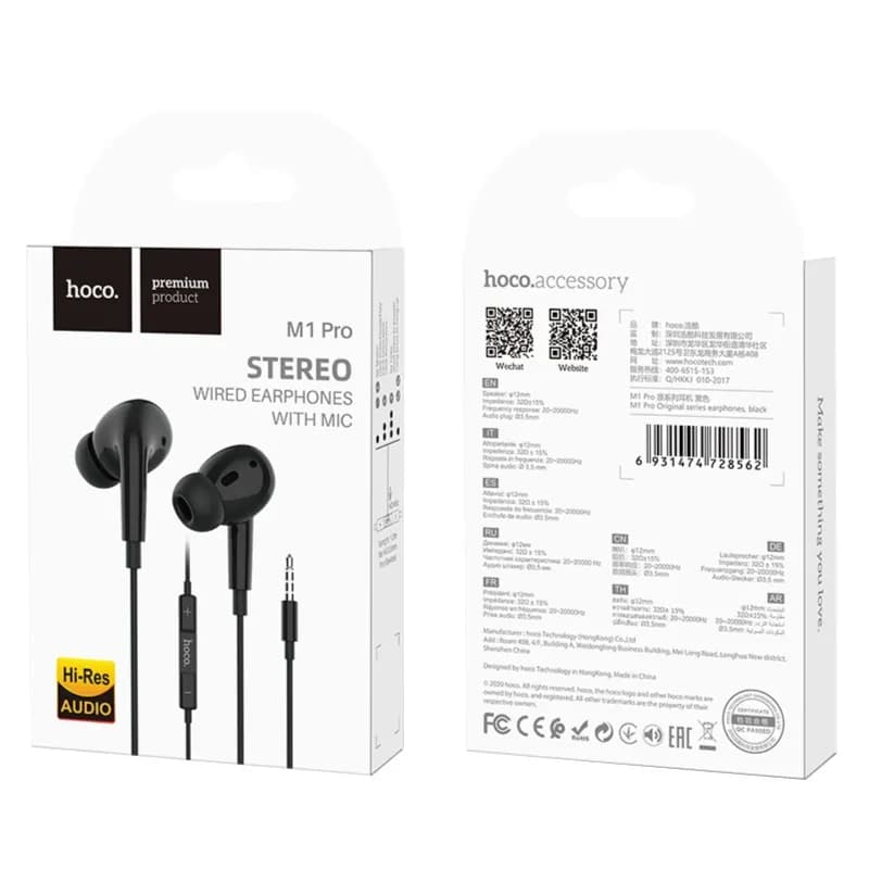 Hoco. M1 Pro 3.5Mm Wired Earphone With Mic_Black