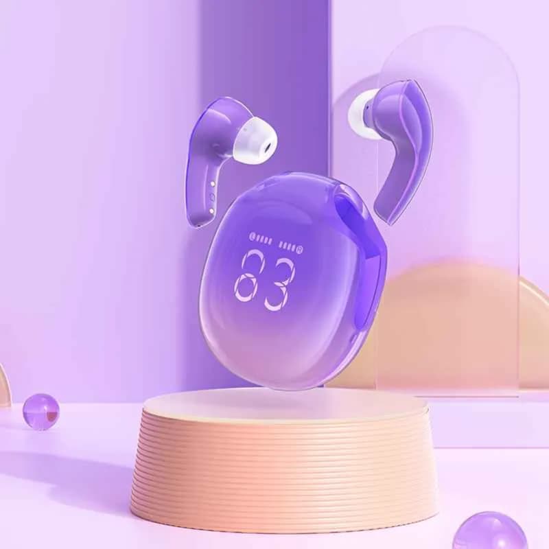 Acefast T9 Bluetooth Earphones True Wireless Earbuds 5.3 Headphones With Enc Noise Canceling Earbuds 30h Playback Led Power Display Built In Mic Headphones With Ipx4 Waterproof For Grape Purple