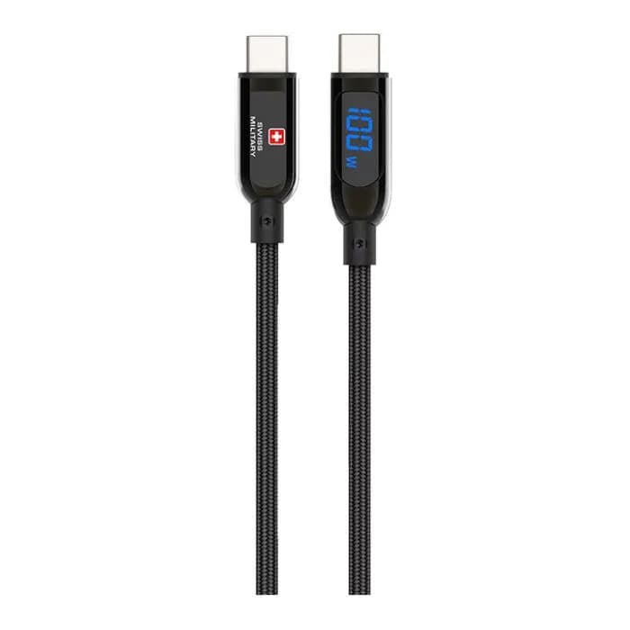 Swiss military Cable USB-C to USB-C  100W High Performance Cable SM=CB-CC100W-BLK , 2M Black