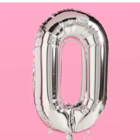 40 Inch Silver Number 0 Balloon With Helium