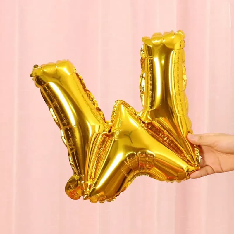 32 Inch Gold Letter W Balloon With Helium