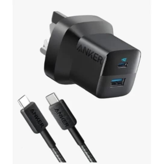 Anker 323 Charger With 322 USB-C to USB-C Cable (33W , 3ft) -Black (For iPhone-Samsung-iPad and more)