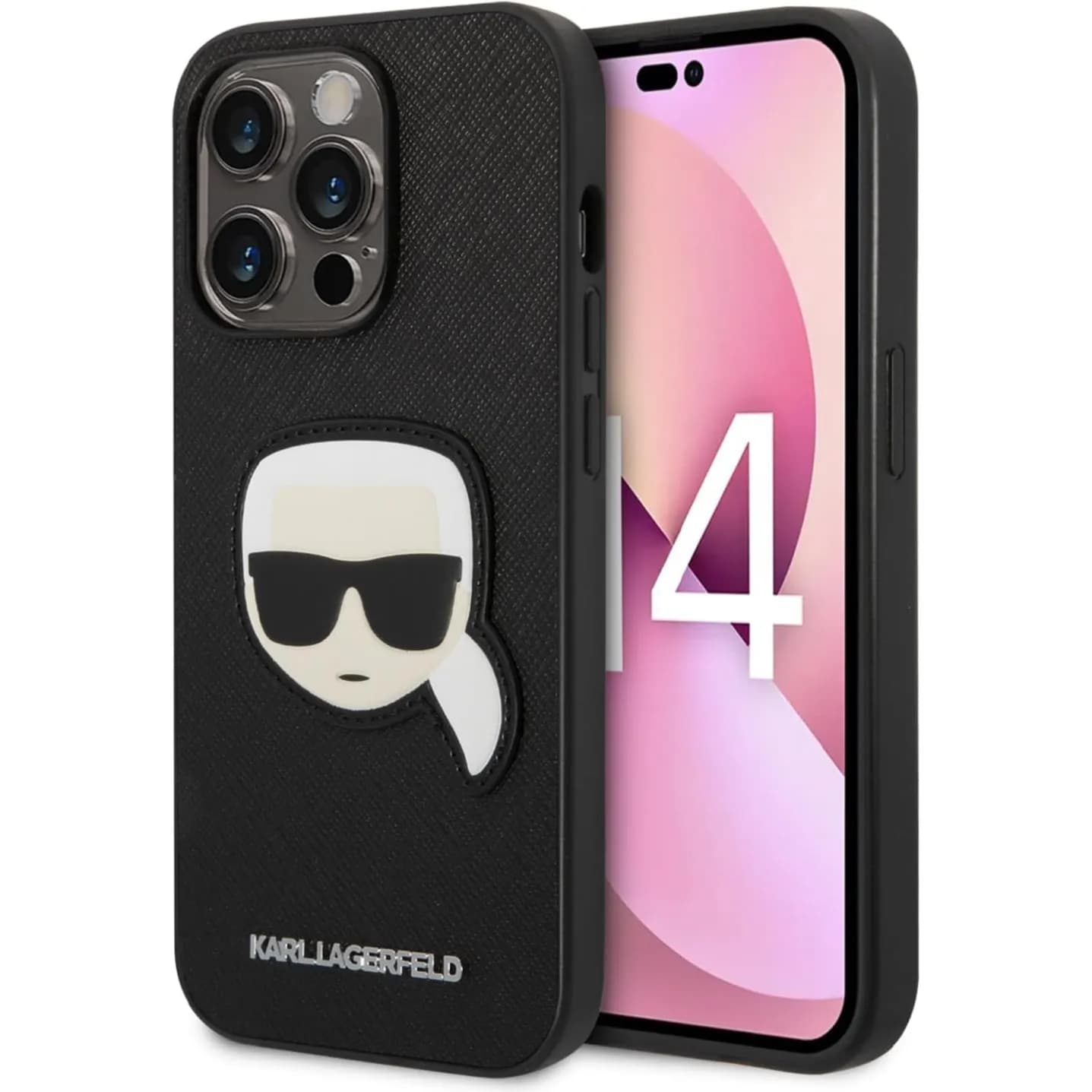 Cover IPhone 14 plus karl lagerfeld saffiano karl,s head patchhard  black