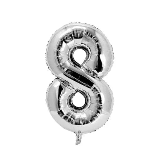 40 Inch Silver Number 8 Balloon With Helium