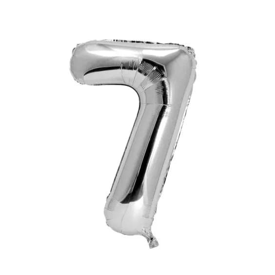 40 Inch Silver Number 7 Balloon With Helium