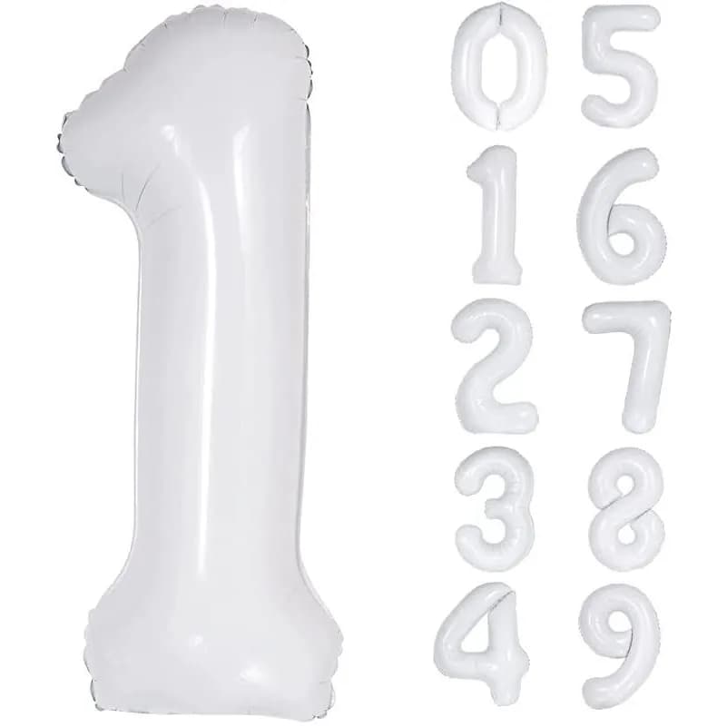 White Helium Number Balloon