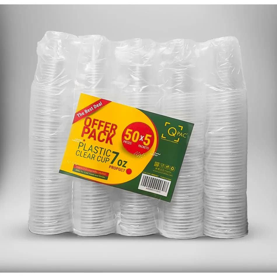 Plastic Cup 7 Oz Clear Offer Pack (50X5 Pkt)