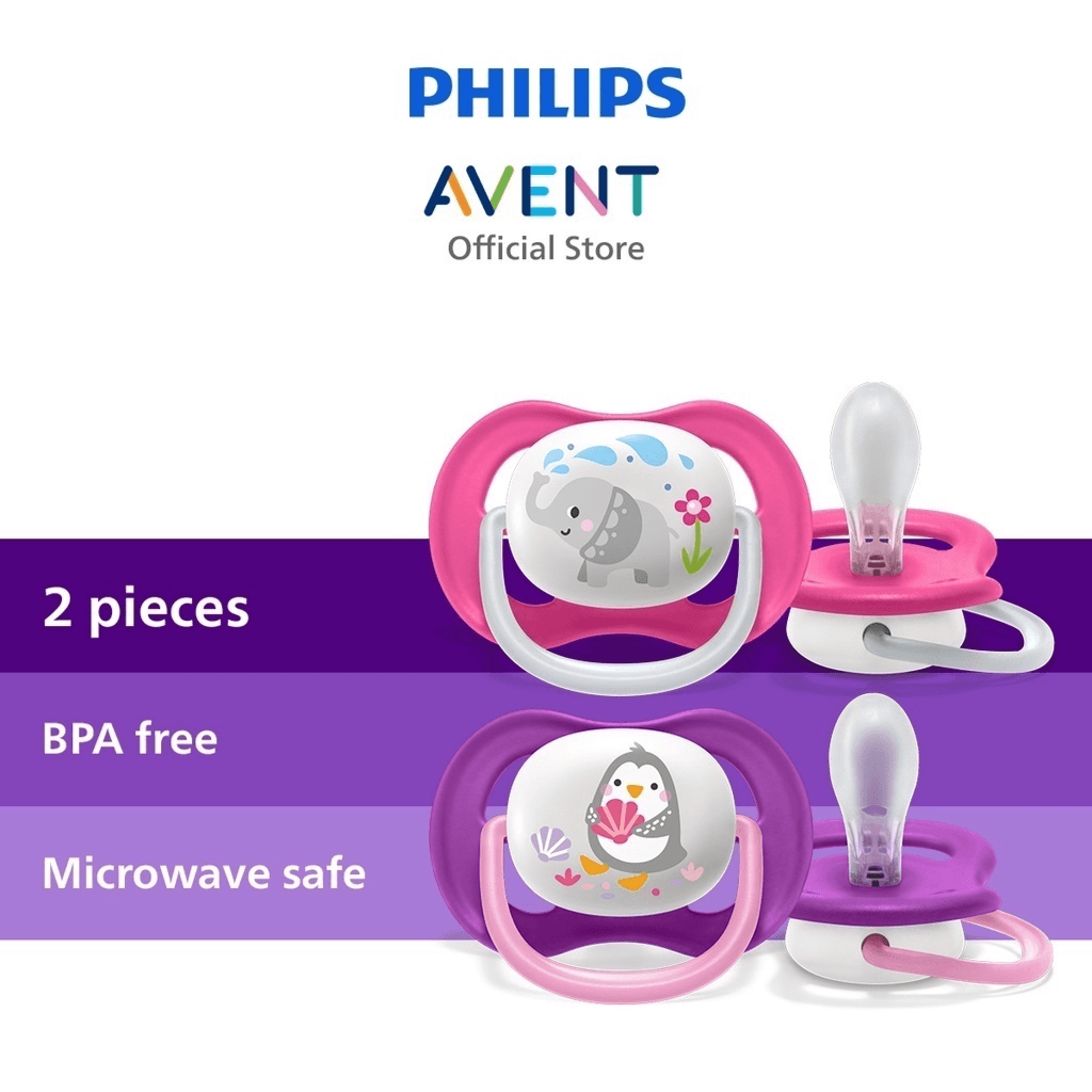 Avent Ultra Air Animals Girl Pacifier 6-18 months 2pcs Code: SCF 080/12