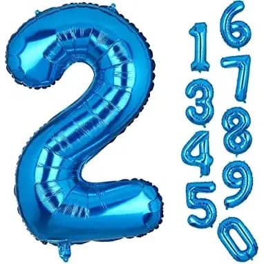 Blue Helium Number Balloons