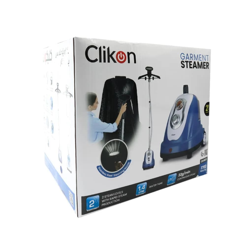 Clikon Ck4033 - 1.4 Litre Garment Steamer With Stainless Steel Steaming Nozzle, Heat Insulated Hose, Leak Proof Valves, 1700 Watts