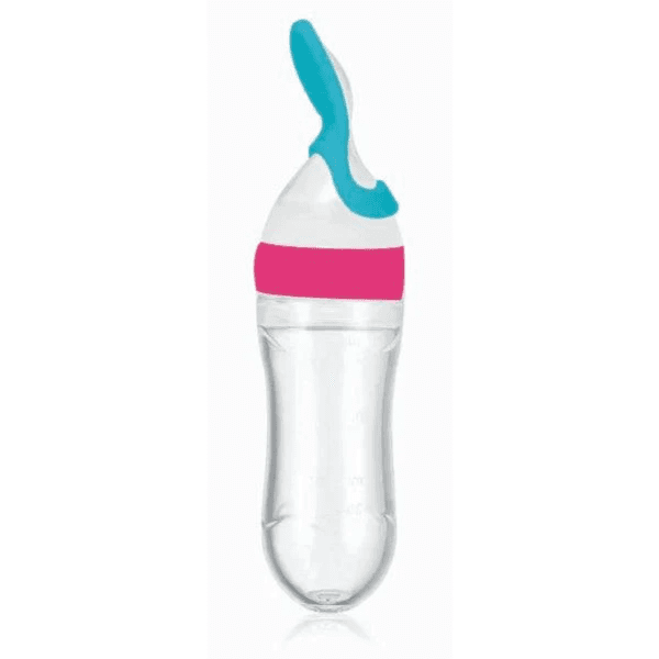 Optimal Silicone Squeeze plastic Feeder with soft spoon 6+months 90ml ref-OPB-1057