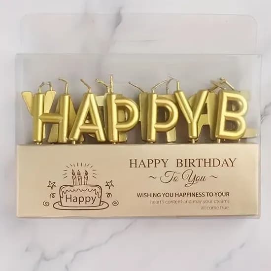 Golden Happy Birthday Letters Candles